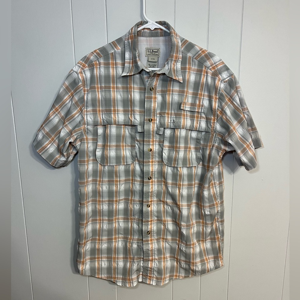 L.L. Bean short sleeve nylon button-down‎ size M